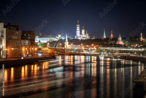 Stunning Panoramic night view of Moscow Kremlin in the summer   Russia