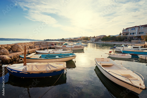 Harbour marine with fishing boats.