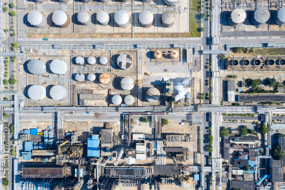 aerial view of petrochemical plant
