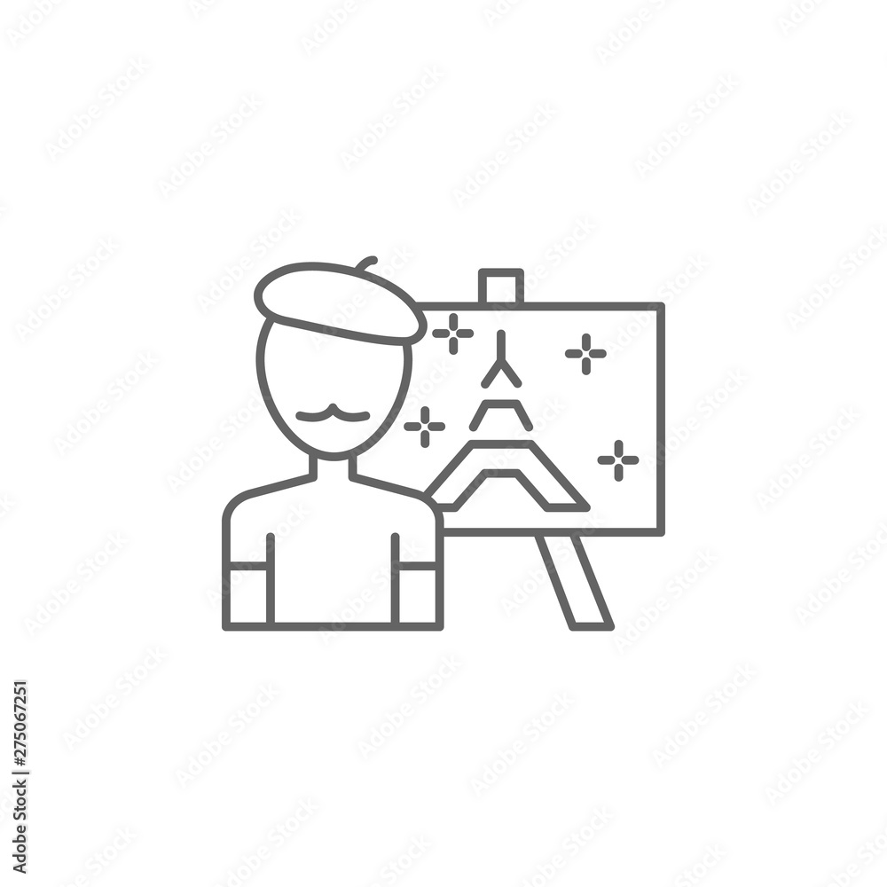 Artist, painting icon. Element of Paris icon. Thin line icon for website design and development, app development Artist, painting icon. Element of Paris icon. Thin line icon for website design and development, app development
