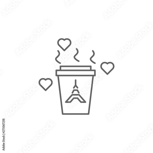 Coffee, cup icon. Element of Paris icon. Thin line icon for website design and development, app development