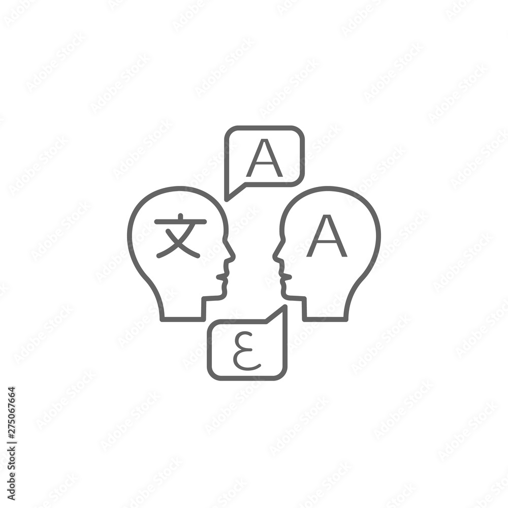 Translation, two men icon. Element of translator icon. Thin line icon for website design and development, app development Translation, two men icon. Element of translator icon. Thin line icon for website design and development, app development
