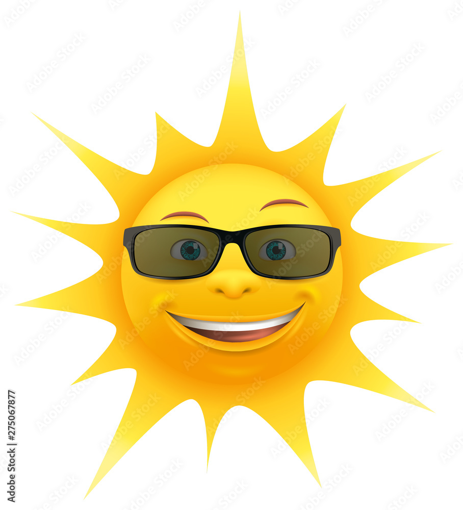 Sommer Sonne mit Sonnenbrille lachend Cartoon Comic Vektor isoliert ...