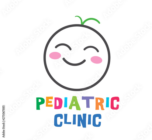 Smiling Newborn Child on Logo Pediatric Clinic