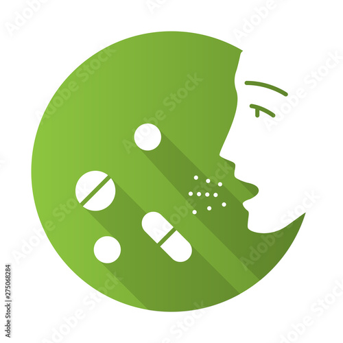 Drug allergies flat design long shadow glyph icon