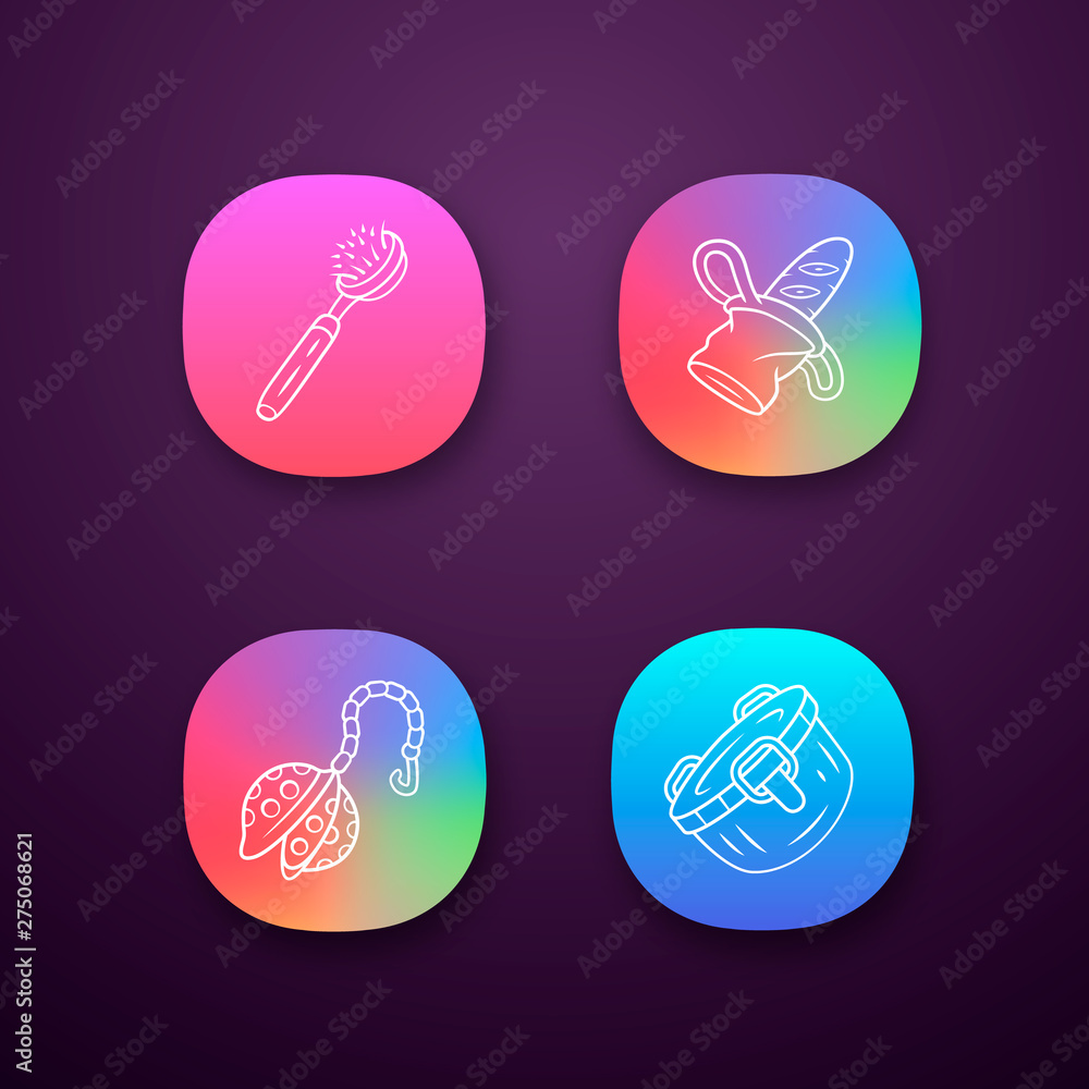 Reusable kitchen utensils app icons set