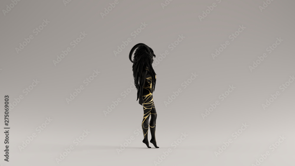 Black an Gold Evil Witch with a Head Dress 3d illustration 3d render Black an Gold Evil Witch with a Head Dress 3d illustration 3d render
