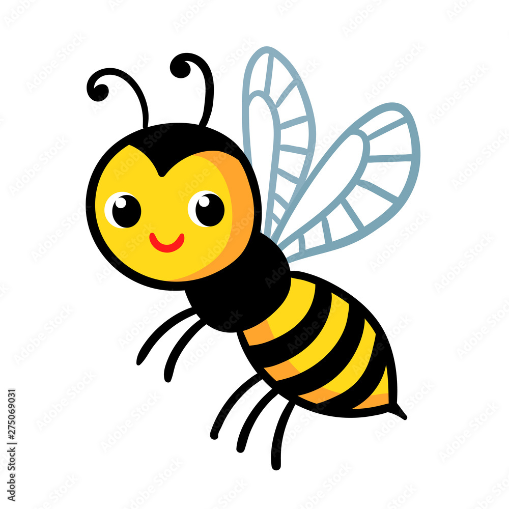 Cute wasp on a white background. Vector illustration with insect Cute wasp on a white background. Vector illustration with insect
