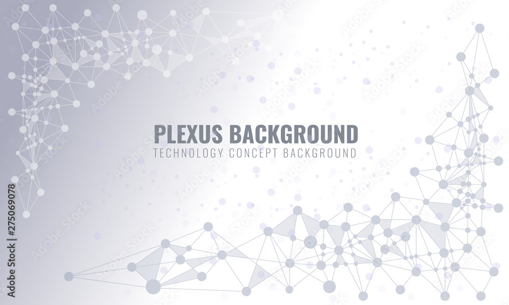 Naklejka premium Abstract plexus background with connected lines and dots. Wave flow for your visit card or flyer background. Vector illustration.