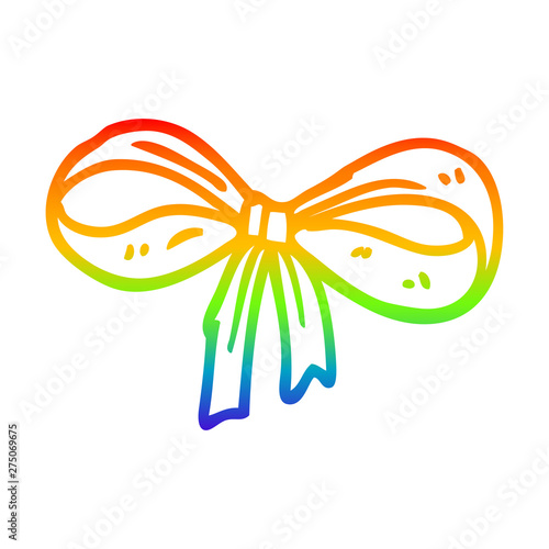 rainbow gradient line drawing cartoon tied bow