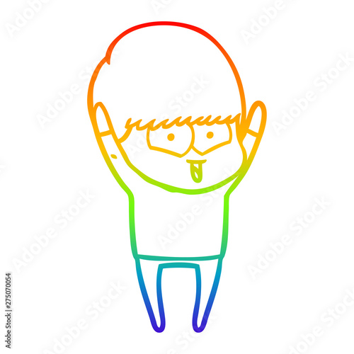 rainbow gradient line drawing cartoon happy boy