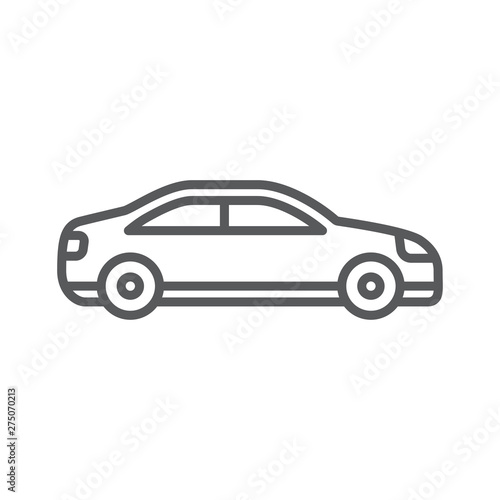 Car line icon. Minimalist icon isolated on white background. Car simple silhouette.