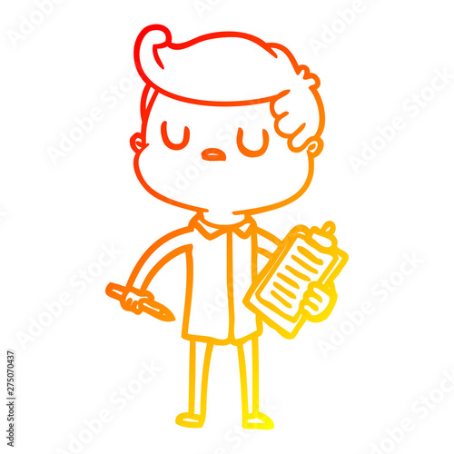 warm gradient line drawing cartoon aloof man