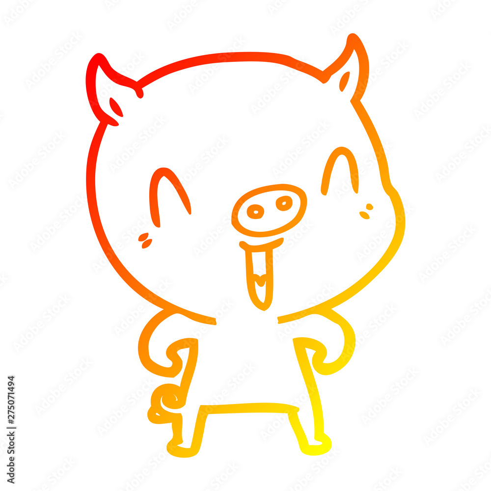 warm gradient line drawing happy cartoon pig warm gradient line drawing happy cartoon pig