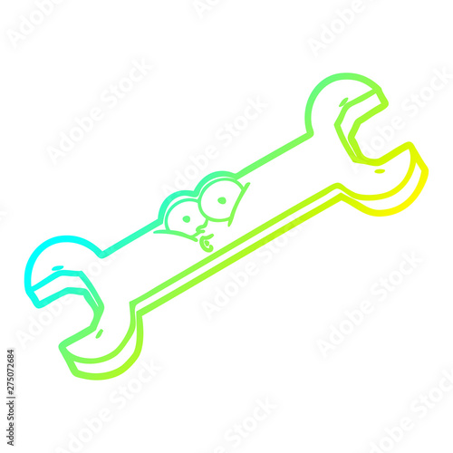 cold gradient line drawing cartoon spanner