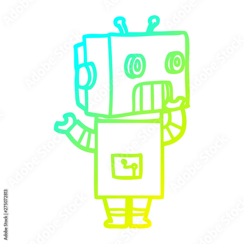 cold gradient line drawing cartoon robot