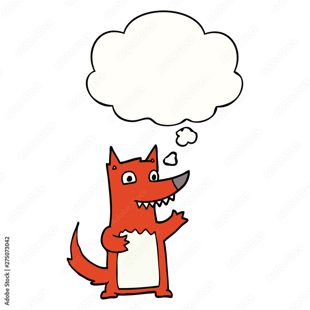 cartoon wolf and thought bubble