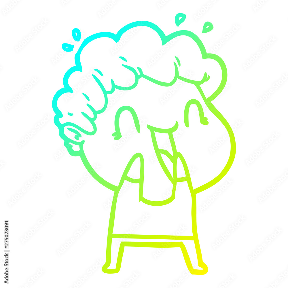 cold gradient line drawing cartoon happy man cold gradient line drawing cartoon happy man