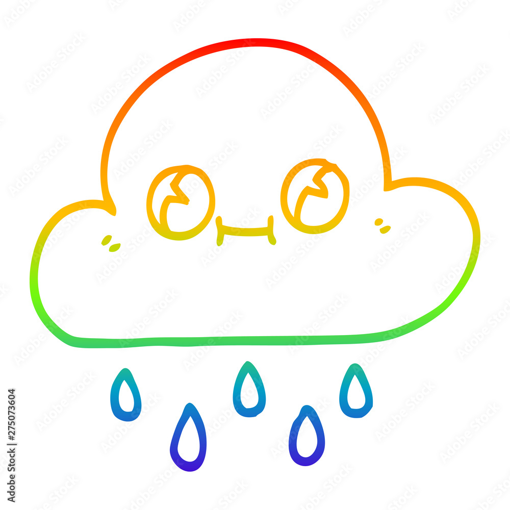 rainbow gradient line drawing cartoon rain cloud rainbow gradient line drawing cartoon rain cloud