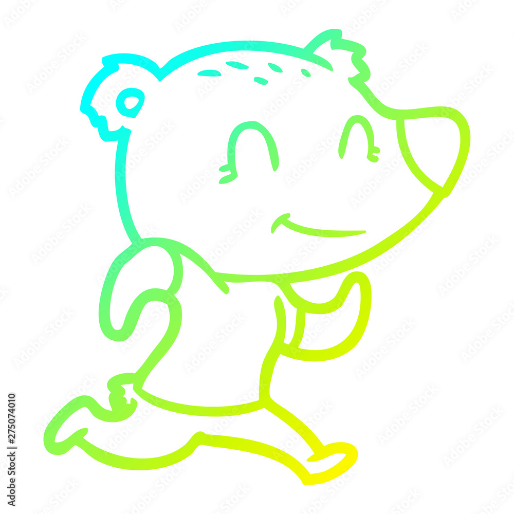 cold gradient line drawing healthy runnning bear cartoon cold gradient line drawing healthy runnning bear cartoon