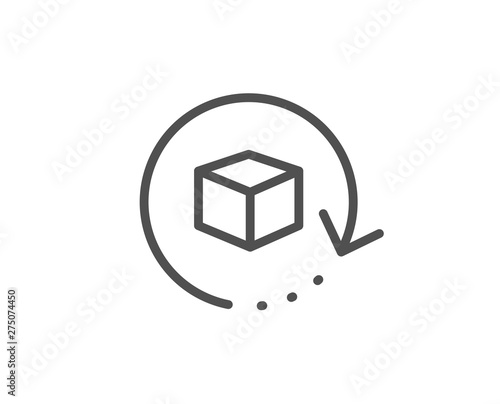 Return package line icon. Delivery parcel sign. Cargo goods box symbol. Quality design element. Linear style return package icon. Editable stroke. Vector photo