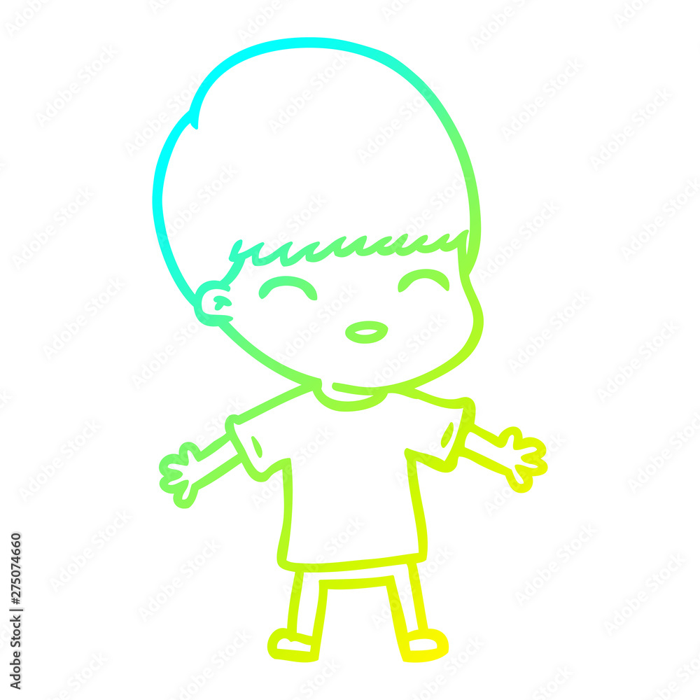 cold gradient line drawing happy cartoon boy cold gradient line drawing happy cartoon boy