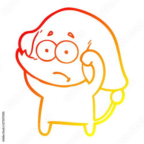 warm gradient line drawing cartoon unsure elephant