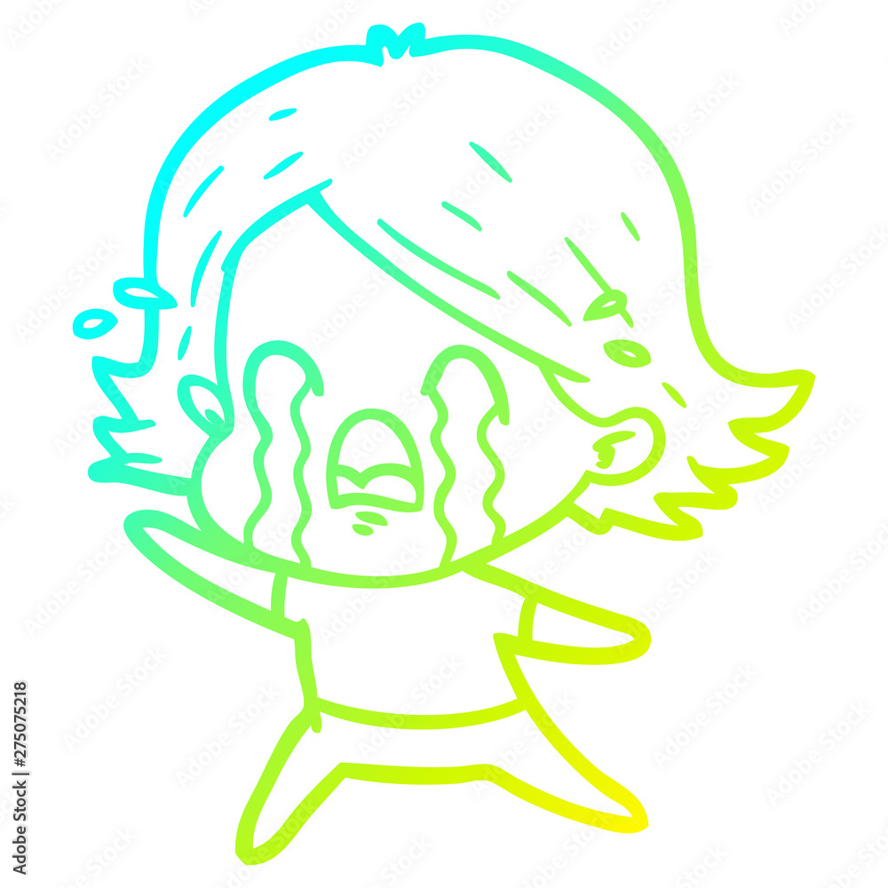 cold gradient line drawing cartoon woman crying cold gradient line drawing cartoon woman crying
