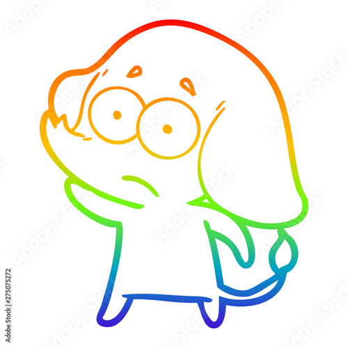 rainbow gradient line drawing cartoon unsure elephant