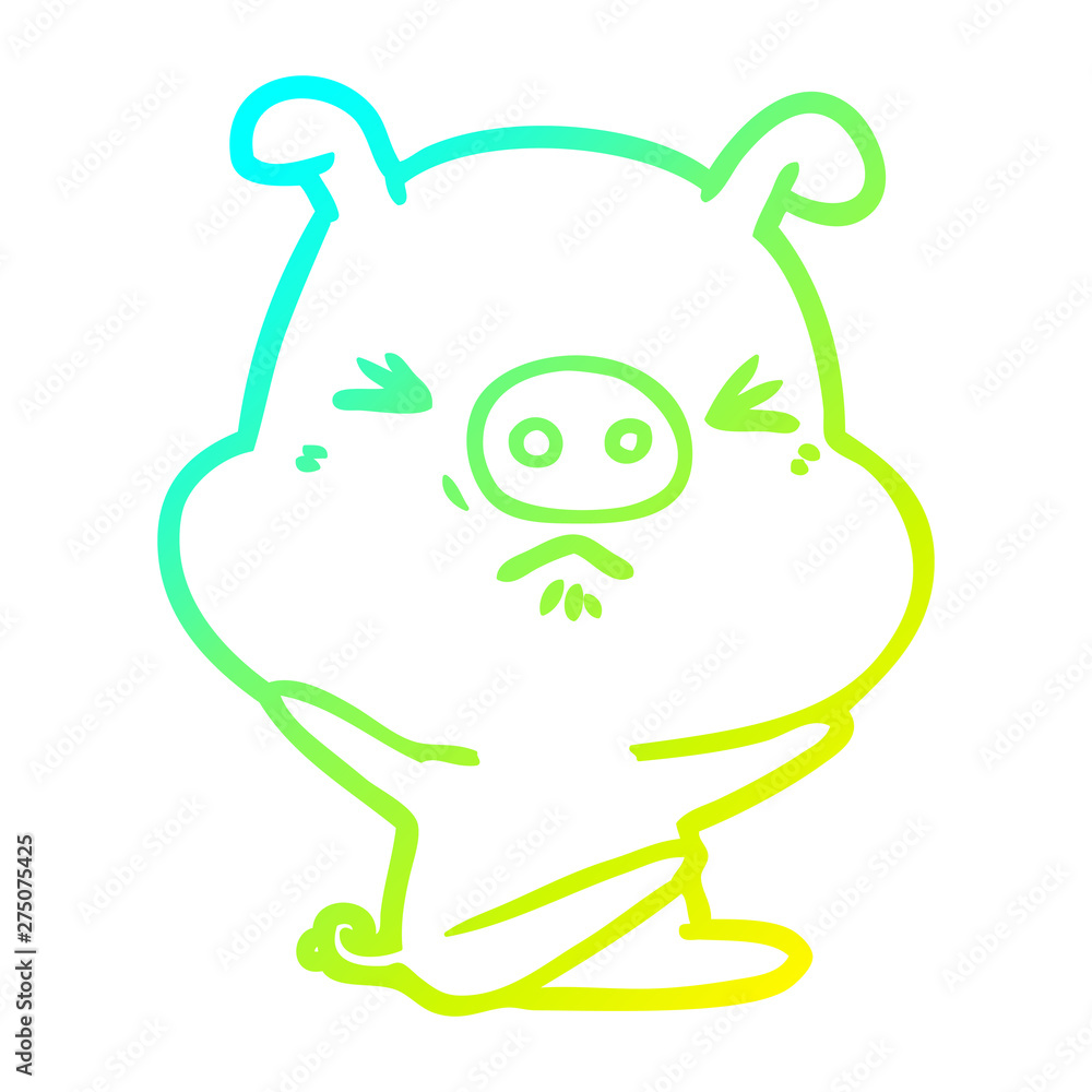 cold gradient line drawing cartoon angry pig cold gradient line drawing cartoon angry pig