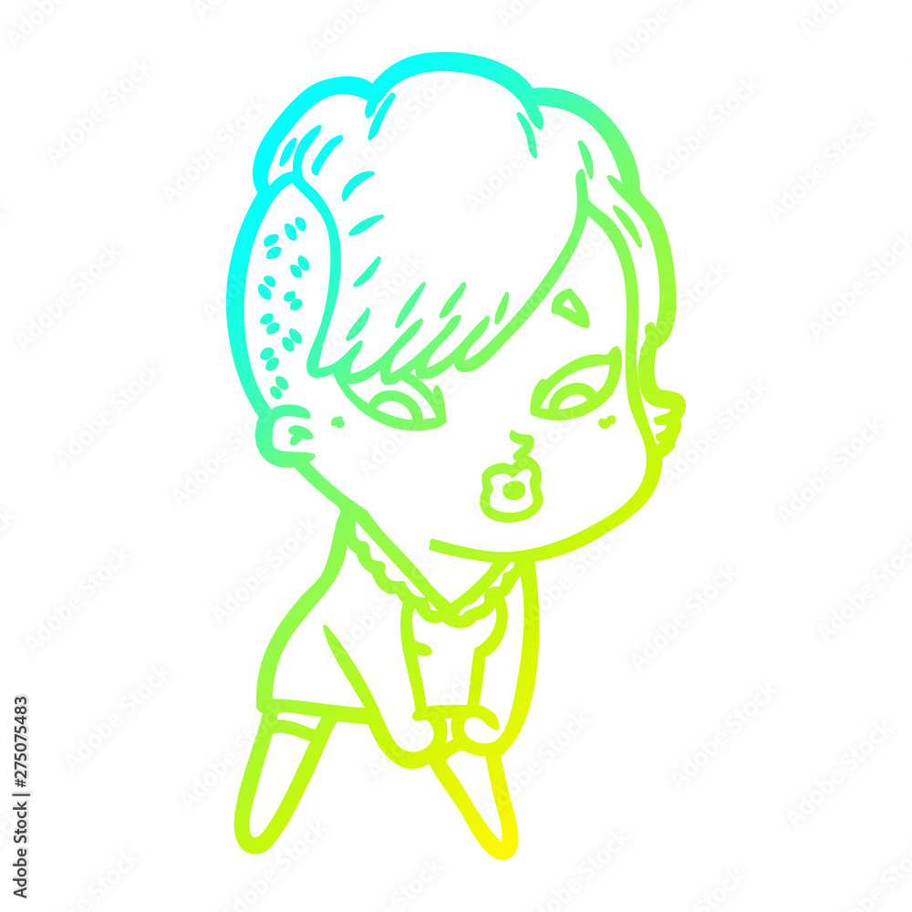 cold gradient line drawing cartoon surprised girl cold gradient line drawing cartoon surprised girl