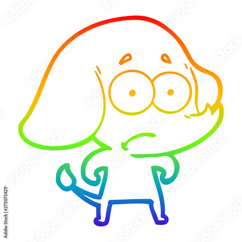 rainbow gradient line drawing cartoon unsure elephant