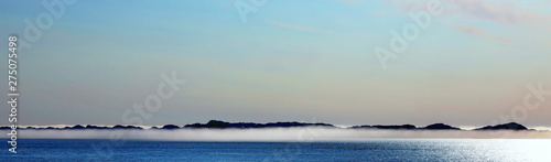 Landscape Greenland  beautiful Nuuk fjord  ocean with mountains background