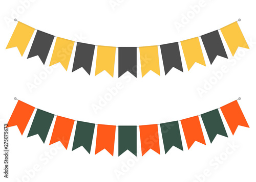 Pennant banner streamers, vector illustration. Hanging flags. Party garland decor. Holiday bunting