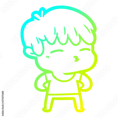 cold gradient line drawing cartoon curious boy