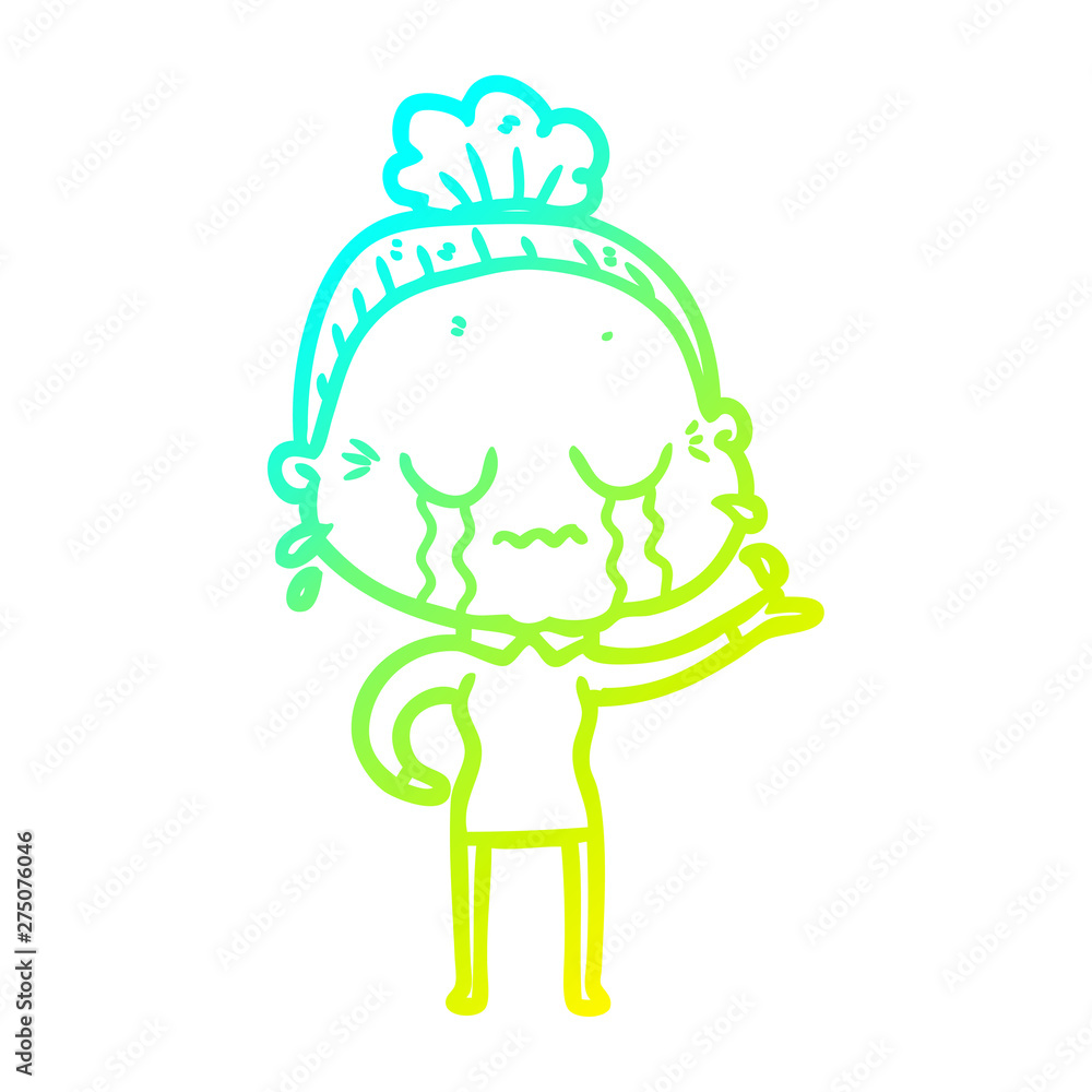 cold gradient line drawing cartoon crying old lady cold gradient line drawing cartoon crying old lady