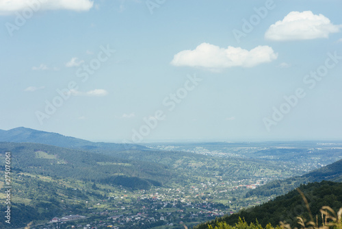 Background mountain landscape against blue sky