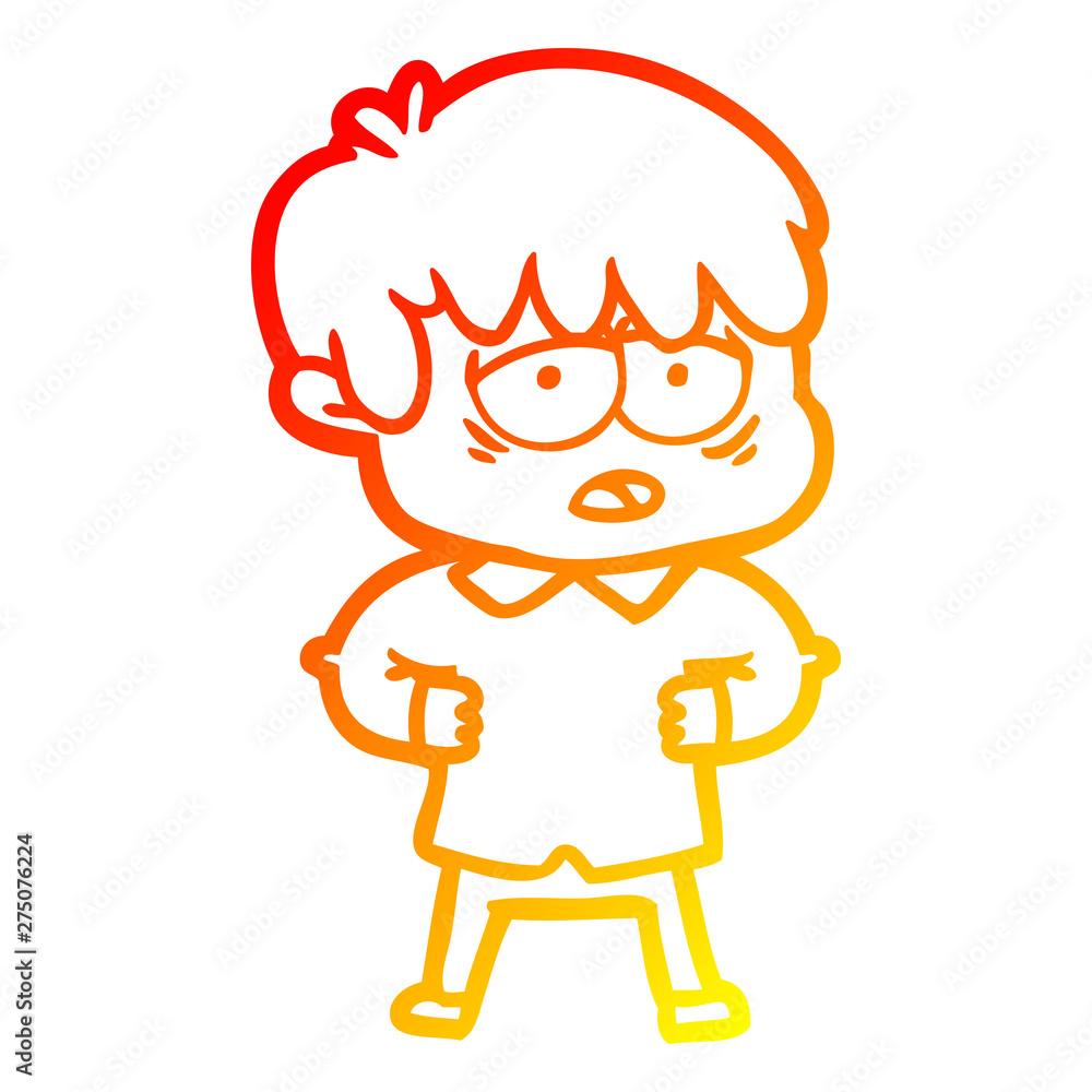warm gradient line drawing cartoon exhausted boy warm gradient line drawing cartoon exhausted boy
