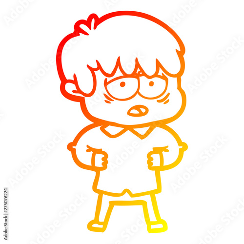 warm gradient line drawing cartoon exhausted boy © lineartestpilot
