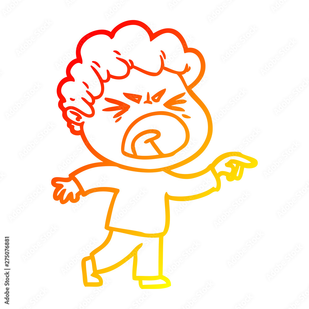 warm gradient line drawing cartoon furious man warm gradient line drawing cartoon furious man