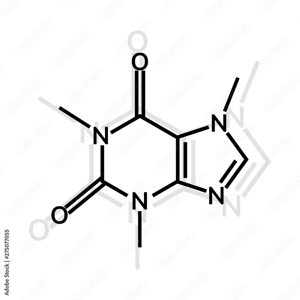 Caffeine chemical formula on white background Caffeine chemical formula on white background