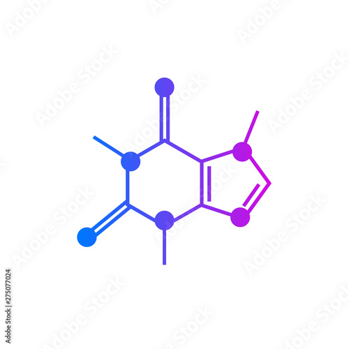 Caffeine chemical formula on white background