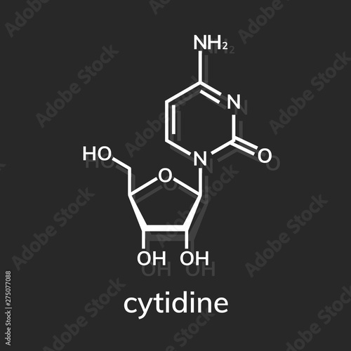 Cytidine chemical formula on dark background