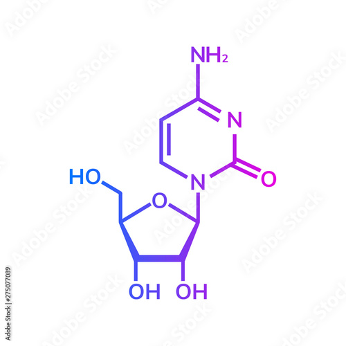Cytidine chemical formula on white background