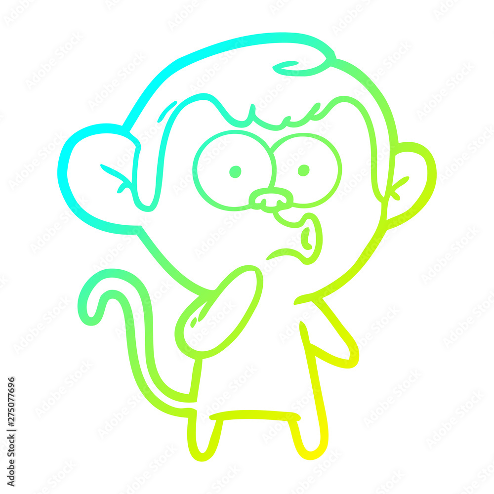 cold gradient line drawing cartoon hooting monkey cold gradient line drawing cartoon hooting monkey