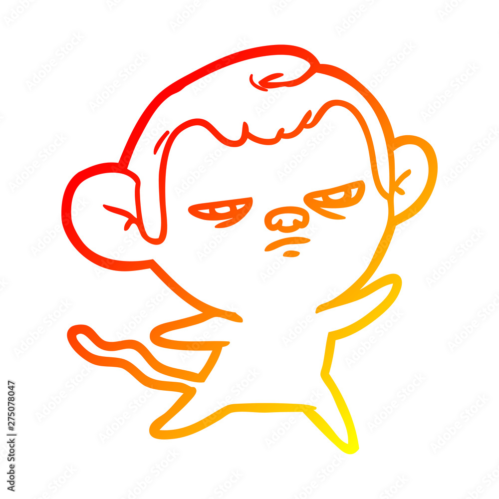 warm gradient line drawing cartoon annoyed monkey warm gradient line drawing cartoon annoyed monkey