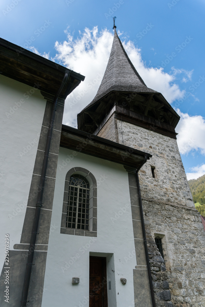 historic old chapel in Jaunpass village in the Swiss Alps historic old chapel in Jaunpass village in the Swiss Alps