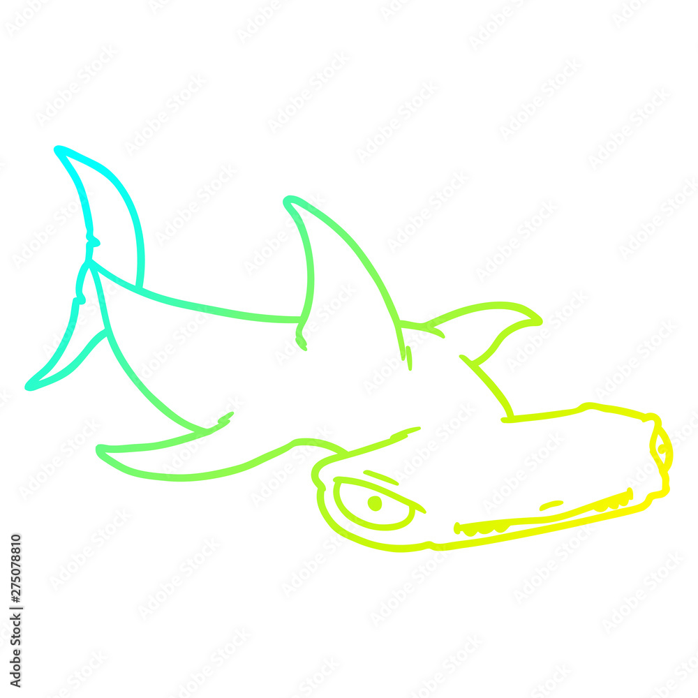 cold gradient line drawing cartoon hammerhead shark cold gradient line drawing cartoon hammerhead shark