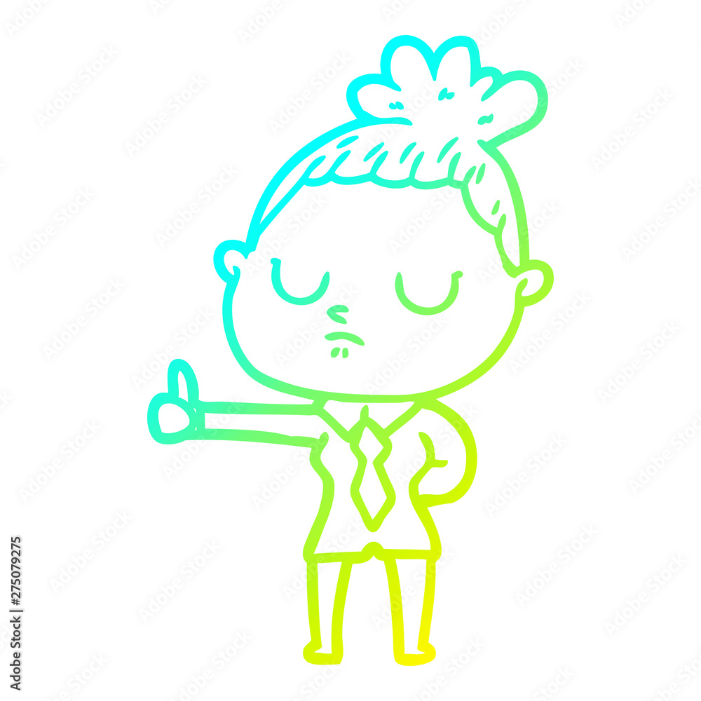cold gradient line drawing cartoon calm woman cold gradient line drawing cartoon calm woman