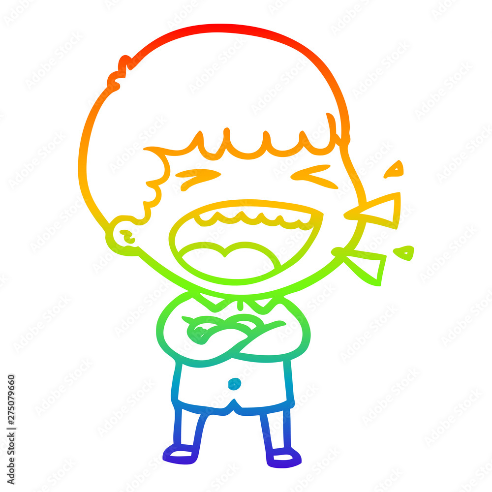 rainbow gradient line drawing cartoon laughing man rainbow gradient line drawing cartoon laughing man